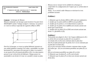 Première page de Mathématiques 2nde C — Devoir surveillé, 1er semestre (2018-2019) · CEG Banikanni