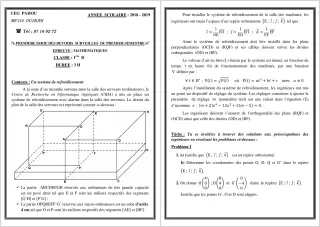 Première page de Mathématiques 1ère D — 1er devoir surveillé, 1er semestre (2018-2019) · CEG PAHOU