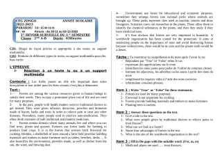Première page de Anglais 2nde A2, 2nde B — 1er devoir surveillé, 1er semestre (2022-2023) · CEG ZONGO