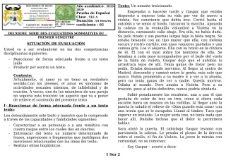 Première page de Espagnol Tle A1, Tle A2 — 2e évaluation sommative, 1er semestre (2019-2020) · CEG GBESSOU
