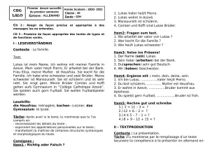 Première page de Allemand 4e ML — 1er devoir surveillé, 1er semestre (2020-2021) · CEG LALO