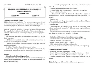 Première page de PCT 3e — 2e devoir surveillé, 1er semestre (2018-2019) · CEG Kpébié
