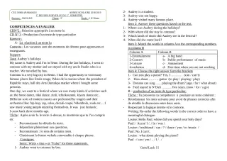 Première page de Anglais 5e — 1er devoir surveillé, 1er semestre (2018-2019) · CEG NIMA