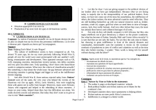 Première page de Anglais Tle D — 1er devoir surveillé, 2e semestre (2018-2019) · ceg ouenou