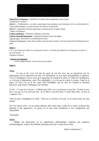 Première page de Philosophie Tle A1, Tle A2 — 1er devoir surveillé, 1er semestre (2018-2019) · ceg ouenou