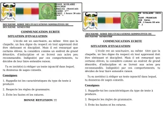 Première page de Français 5e — 2e évaluation sommative, 2e semestre (2019-2020) · CEG GBESSOU