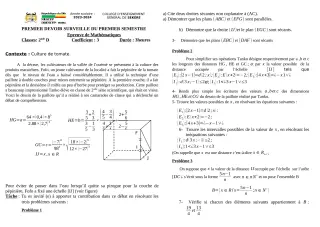 Première page de Mathématiques 2nde D — 1er devoir surveillé, 1er semestre (2023-2024) · CEG SEKERE