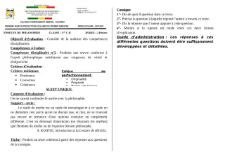 Première page de Philosophie 2nde C, 2nde D — 1re production scolaire, 1er semestre (2019-2020) · CEG1 Adjarra