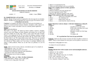 Première page de Anglais 5e — 2e devoir surveillé, 2e semestre (2020-2021) · CEG SEKERE