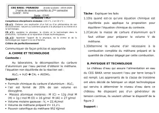 Première page de PCT 3e — Devoir surveillé, 2e semestre (2019-2020) · CEG BAKA