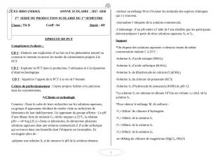 Première page de PCT 6e, 5e, 4e, 4e ML, 3e, 3e ML, 2nde A, 2nde D, 1ère A, 1ère D, Tle A, Tle D — 1re production scolaire, 1er semestre (2018-2019) · CEG BIRO