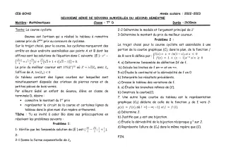 Première page de Mathématiques Tle D — 2e devoir surveillé, 2e semestre (2022-2023) · CEG GOHO