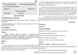 Première page de Anglais 3e, 3e ML — 3e devoir surveillé, 2e semestre (2018-2019) · Ceg OUESSE