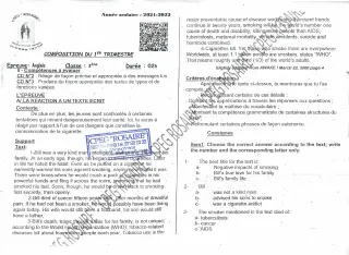 Première page de Anglais 3e, 3e ML — Composition, 1er trimestre (2021-2022) · CPEG ROSAIRE