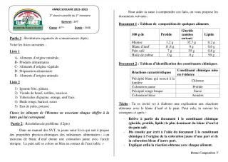 Première page de SVT 6e — 1er devoir surveillé, 1er trimestre (2022-2023) · CPEG MON AVENIR PLUS