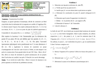 Première page de Mathématiques Tle D — 1re évaluation sommative, 2e semestre (2019-2020) · CEG GBESSOU