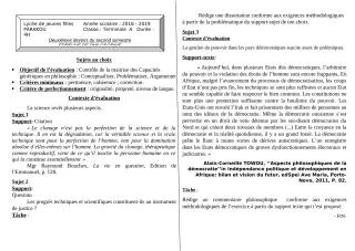 Première page de Philosophie 2nde A2, 2nde D, 1ère A2, 1ère D, Tle A2, Tle C, Tle D — Devoir surveillé, 2e semestre (2018-2019) · LJF-B/A