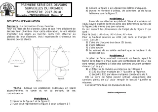 Première page de Mathématiques 5e — 1er devoir surveillé, 1er semestre (2017-2018) · CEG1 Covè