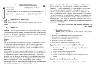 Première page de Anglais 3e, 3e ML — 1er devoir surveillé, 2e semestre (2018-2019) · CEG1 Kalalé
