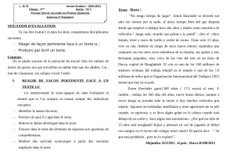 Première page de Espagnol 3e ML — 1er devoir surveillé, 1er semestre (2020-2021) · LMB
