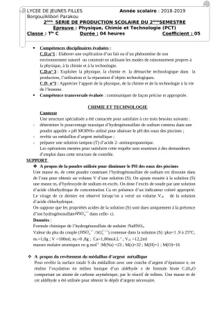 Première page de PCT Tle D — 2e production scolaire (2018-2019) · LJF-B/A