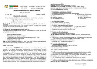 Première page de Espagnol 4e — 2e devoir surveillé, 1er semestre (2021-2022) · CEG SEKERE