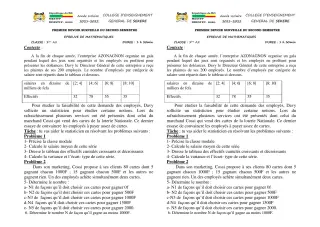 Première page de Mathématiques 1ère A2 — 1er devoir surveillé, 2e semestre (2021-2022) · CEG SEKERE