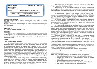 Première page de Anglais Tle C, Tle D — 2e devoir surveillé, 1er semestre (2022-2023) · CEG ZONGO