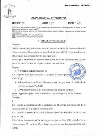 Première page de PCT 5e — 1re composition (2020-2021) · CPEG ROSAIRE