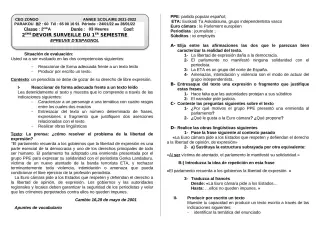 Première page de Espagnol 2nde A — 2e devoir surveillé, 1er semestre (2021-2022) · CEG ZONGO