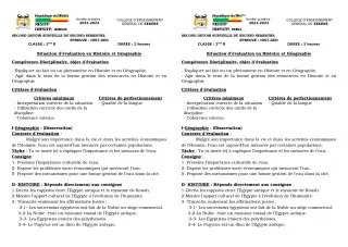 Première page de Histoire-Géographie 2nde D — 2e devoir surveillé, 2e semestre (2022-2023) · CEG SEKERE