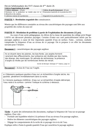 Première page de SVT 4e — Devoir surveillé (2019-2020) · CPEG Roger LAFIA
