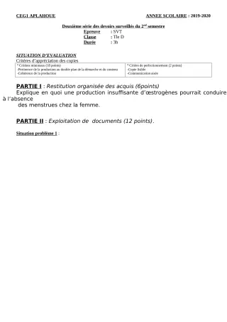 Première page de Histoire-Géographie 6e, 5e, 4e, 4e ML, 4e ML&MC, 3e, 3e ML, 2nde A, 2nde A1, 2nde A2, 2nde B, 2nde C, 2nde D, 1ère A, 1ère A1, 1ère A2, 1ère C, 1ère D, Tle A1, Tle A2, Tle C, Tle D — 2e devoir surveil