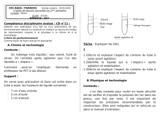 Première page de PCT 5e — 1er devoir surveillé, 2e semestre (2019-2020) · CEG BAKA