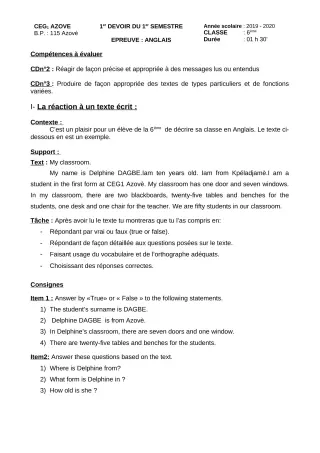 Première page de Anglais 6e, 5e, 4e, 4e ML, 4e ML&MC, 3e, 3e ML, 2nde A, 2nde A2, 2nde B, 2nde C, 2nde D, 1ère A, 1ère A1, 1ère A2, 1ère B, 1ère C, 1ère D, Tle A1, Tle A2, Tle B, Tle C, Tle D — 1er devoir surveillé, 1