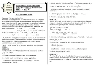 Première page de Mathématiques 1ère D — 2e devoir surveillé, 1er semestre (2019-2020) · CEG 2 Djougou
