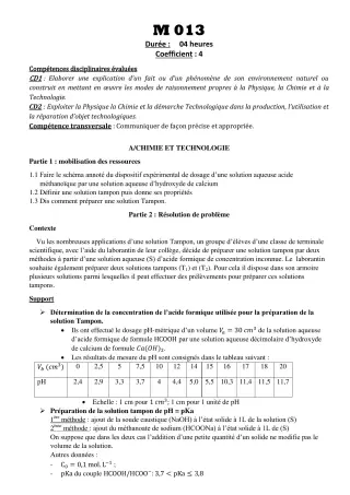 Première page de Devoir surveillé de PCT — Tle D — CEG Ouinhi (2022)