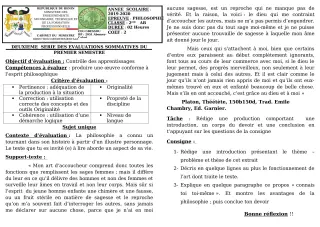 Première page de Philosophie 2nde A — 2e évaluation sommative, 1er semestre (2019-2020) · CEG GBESSOU