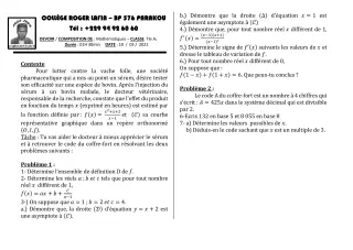 Première page de Mathématiques Tle A1 — Composition (2020-2021) · CPEG Roger LAFIA