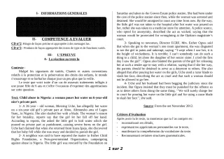 Première page de Anglais 6e, 5e, 4e, 4e ML, 3e, 3e ML, 2nde D, 1ère A1, 1ère A2, 1ère D, Tle A1, Tle A2, Tle D — 1er devoir surveillé, 1er semestre (2018-2019) · ceg ouenou