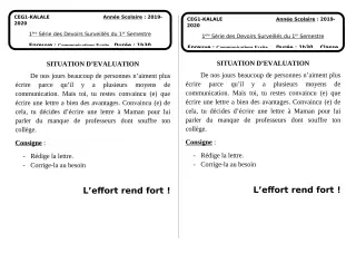 Première page de Français 6e — 1er devoir surveillé, 1er semestre (2019-2020) · CEG1 Kalalé