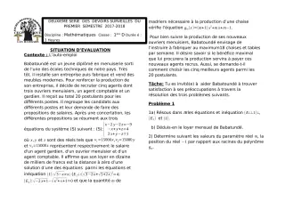 Première page de Mathématiques 1ère D — 2e devoir surveillé, 1er semestre (2017-2018) · CEG1 Covè