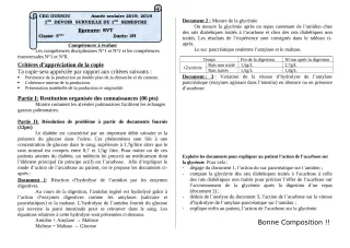Première page de SVT 3e, 3e ML — 1er devoir surveillé, 1er semestre (2018-2019) · ceg ouenou