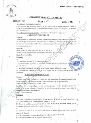Première page de PCT 4e — Composition (2020-2021) · CPEG ROSAIRE