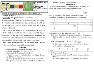 Première page de Mathématiques Tle A1, Tle A2 — 2e évaluation sommative, 1er semestre (2019-2020) · CEG GBESSOU
