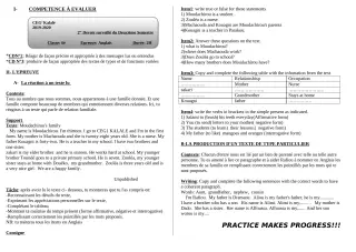 Première page de Anglais 6e — Devoir surveillé, 2e semestre (2019-2020) · CEG1 Kalalé