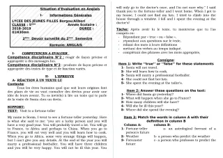 Première page de Anglais 5e — 2e devoir surveillé, 2e semestre (2018-2019) · LJF-B/A