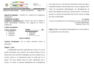 Première page de Philosophie 2nde A, 2nde B — 2e production scolaire, 1er semestre (2019-2020) · CEG1 Adjarra