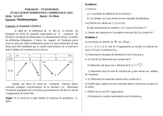 Première page de Mathématiques Tle A2, Tle B — Évaluation sommative (2018-2019) · CEG Hubert C. MAGA