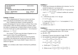 Première page de Mathématiques 1ère D — 2e devoir surveillé, 2e semestre (2018-2019) · CEG Banikanni